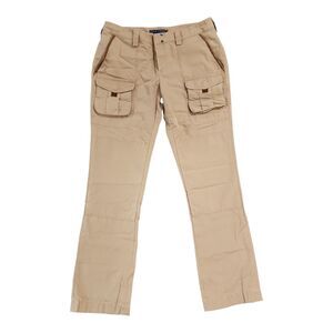 Vintage Ralph Lauren Khaki Cargo Pants Women's size 10 100% Cotton &Leather Trim